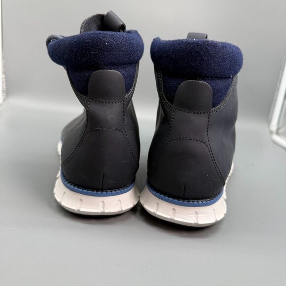 Cole Haan Zero Grand Men's 13 Black Blue White Leather Hiker Boots Lace-Up Ankle - Picture 5 of 11